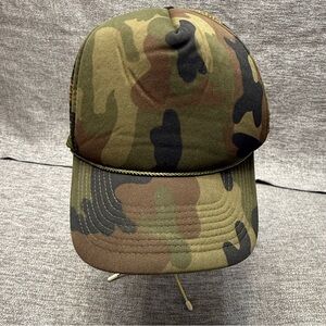 Vintage Camo Trucker Snapback Hat Adult Green Brown Black